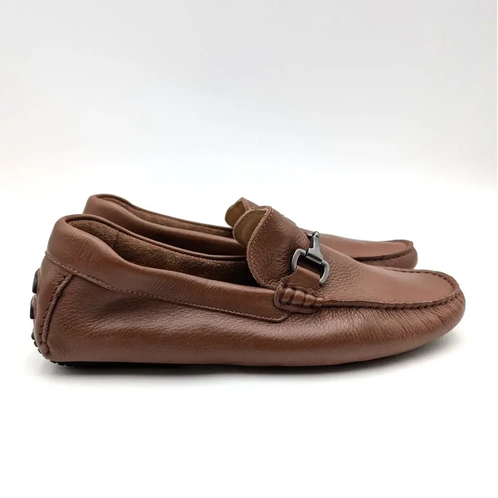 Nordstrom Bryce Bit Driving Shoe Round Toe Men's Brown Leather Size US9M EU42